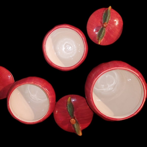 SAKURA ~ SONOMA ~ APPLE COOKIE JAR ~with 3 canisters - Picture 4 of 4